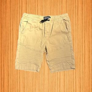 Tan cargo joggers with adjustable waist